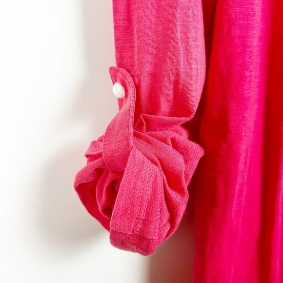 Lilly Pulitzer Eliana Tunic Top Coral/White Beaded Roll Sleeves Womens Size XS - Picture 11 of 12